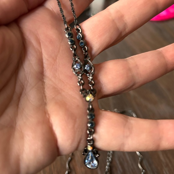 1928 brand necklaces blue & Purple Crystals gunmetal hardware - Picture 6 of 17
